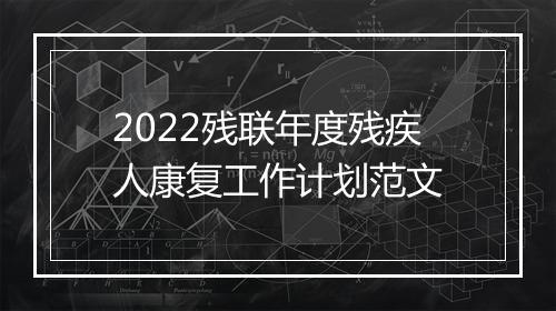 2022残联年度残疾人康复工作计划范文