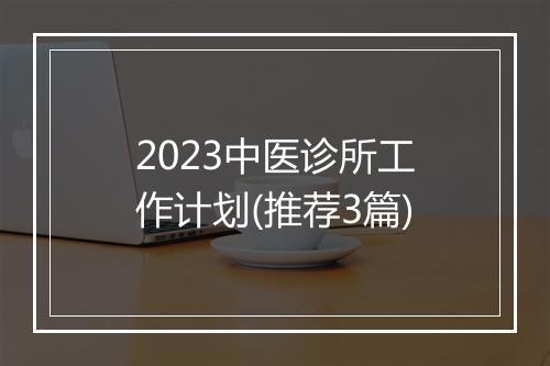 2023中医诊所工作计划(推荐3篇)