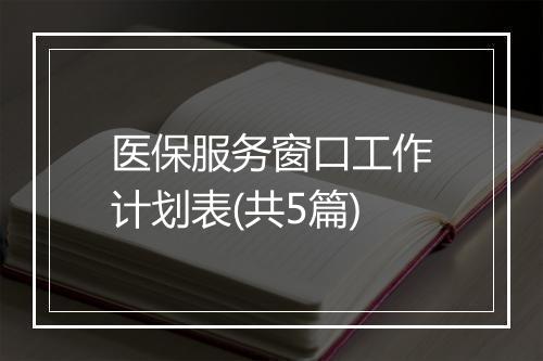 医保服务窗口工作计划表(共5篇)