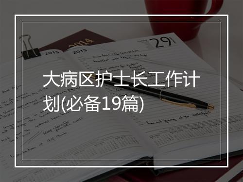 大病区护士长工作计划(必备19篇)
