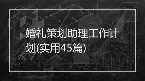 婚礼策划助理工作计划(实用45篇)
