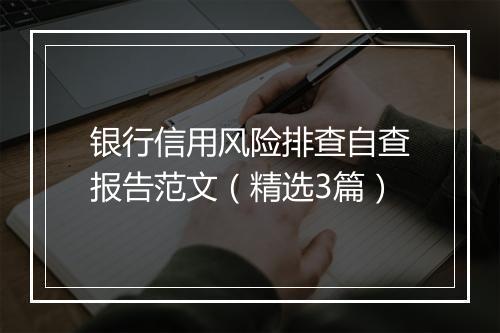 银行信用风险排查自查报告范文（精选3篇）