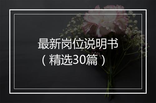 最新岗位说明书（精选30篇）