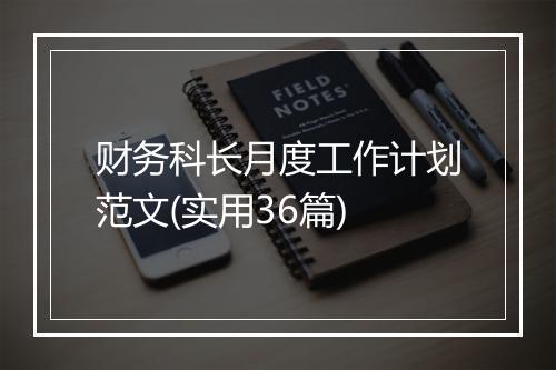 财务科长月度工作计划范文(实用36篇)