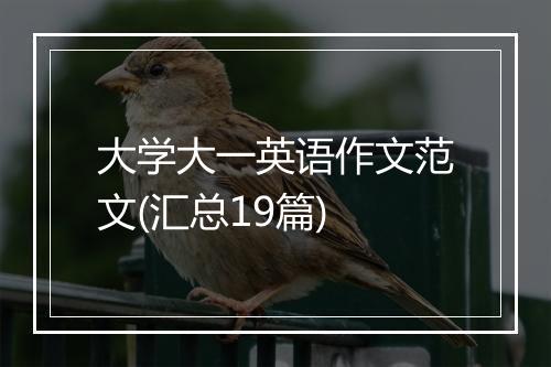 大学大一英语作文范文(汇总19篇)