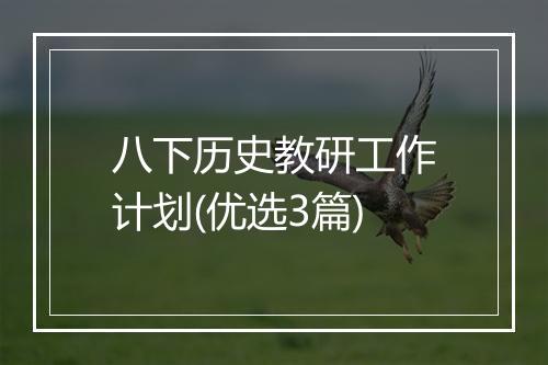 八下历史教研工作计划(优选3篇)