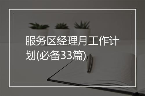 服务区经理月工作计划(必备33篇)
