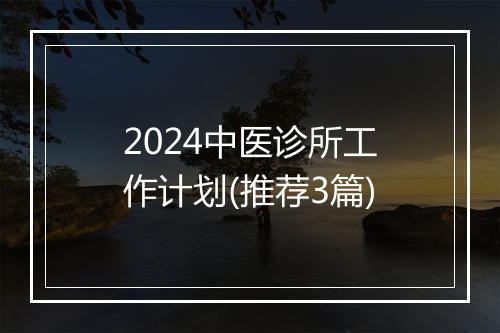2024中医诊所工作计划(推荐3篇)
