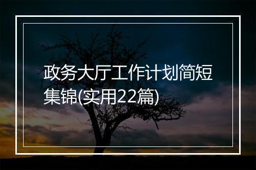 政务大厅工作计划简短集锦(实用22篇)