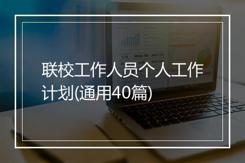 联校工作人员个人工作计划(通用40篇)