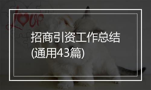 招商引资工作总结(通用43篇)