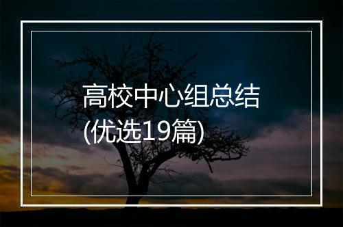 高校中心组总结(优选19篇)