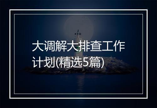 大调解大排查工作计划(精选5篇)