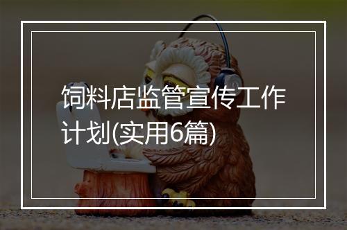 饲料店监管宣传工作计划(实用6篇)