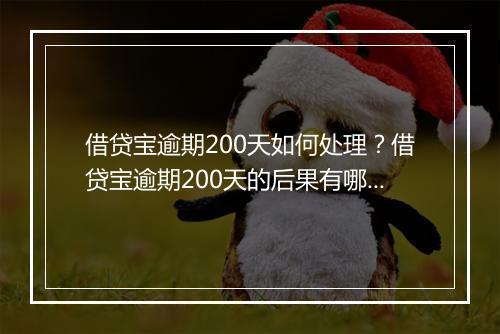 借贷宝逾期200天如何处理？借贷宝逾期200天的后果有哪些？