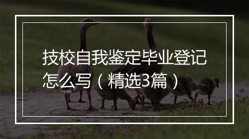 技校自我鉴定毕业登记怎么写（精选3篇）