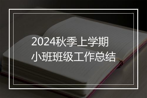 2024秋季上学期小班班级工作总结