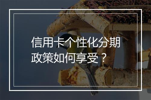 信用卡个性化分期政策如何享受？