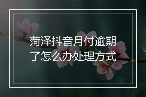 菏泽抖音月付逾期了怎么办处理方式