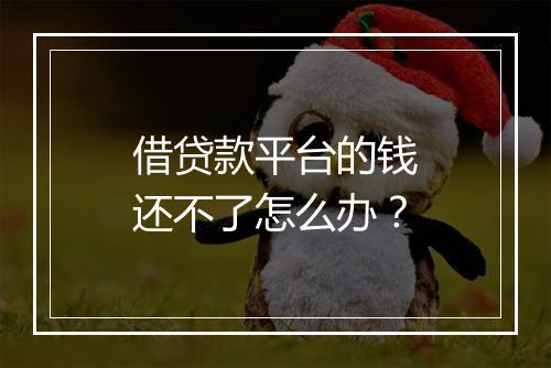 借贷款平台的钱还不了怎么办？