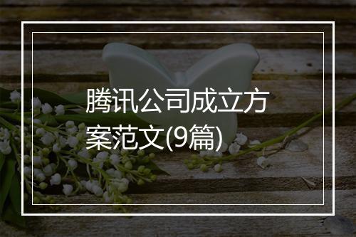 腾讯公司成立方案范文(9篇)