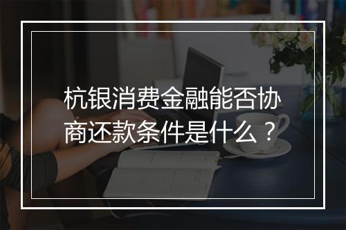杭银消费金融能否协商还款条件是什么？