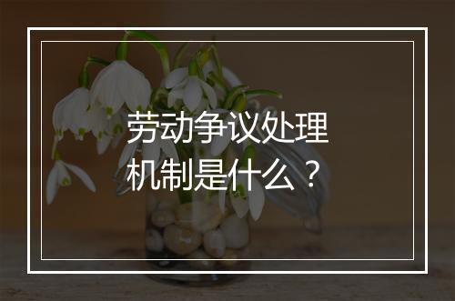 劳动争议处理机制是什么？