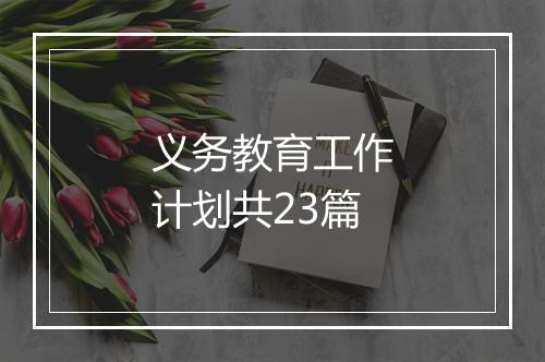 义务教育工作计划共23篇