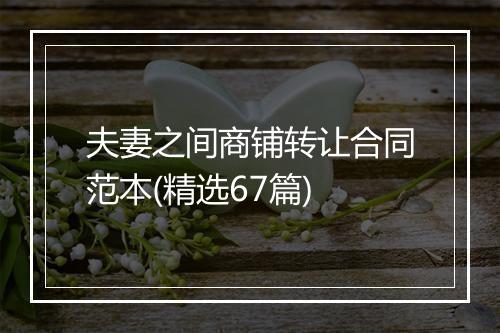 夫妻之间商铺转让合同范本(精选67篇)