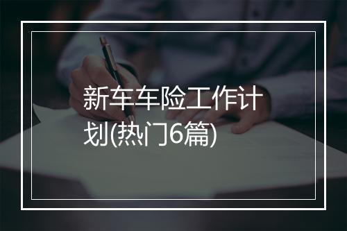 新车车险工作计划(热门6篇)