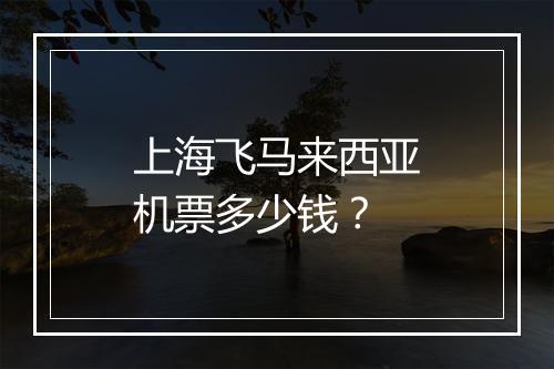 上海飞马来西亚机票多少钱？