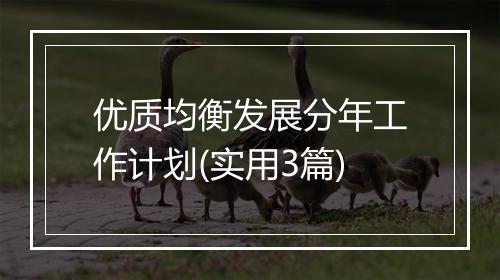 优质均衡发展分年工作计划(实用3篇)