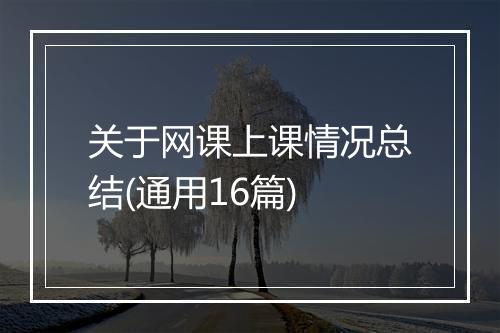 关于网课上课情况总结(通用16篇)