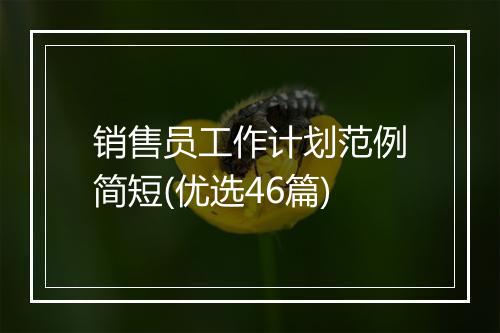 销售员工作计划范例简短(优选46篇)