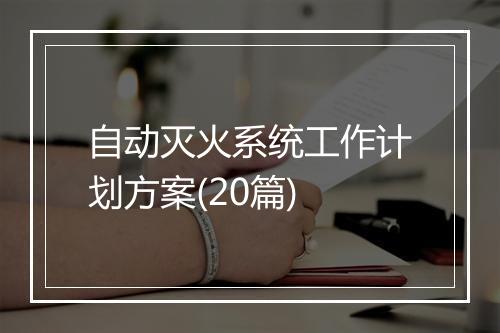 自动灭火系统工作计划方案(20篇)