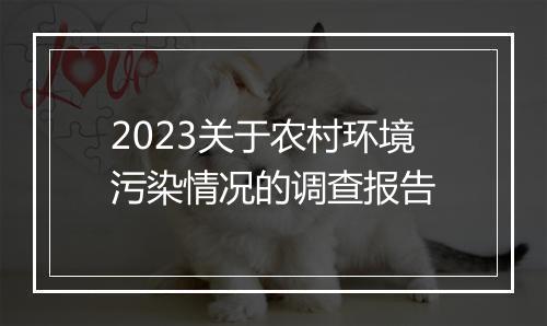 2023关于农村环境污染情况的调查报告