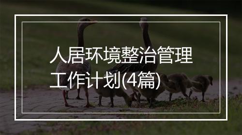 人居环境整治管理工作计划(4篇)