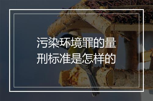 污染环境罪的量刑标准是怎样的