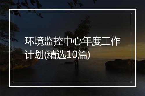 环境监控中心年度工作计划(精选10篇)