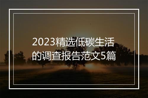 2023精选低碳生活的调查报告范文5篇