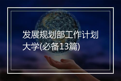 发展规划部工作计划大学(必备13篇)