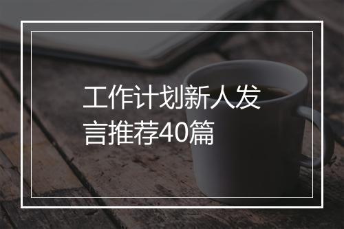 工作计划新人发言推荐40篇