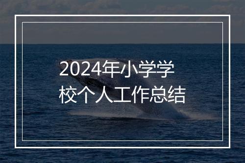 2024年小学学校个人工作总结