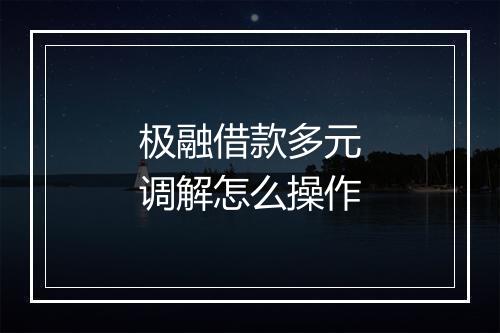 极融借款多元调解怎么操作