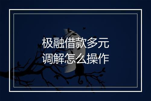 极融借款多元调解怎么操作