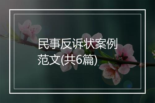 民事反诉状案例范文(共6篇)