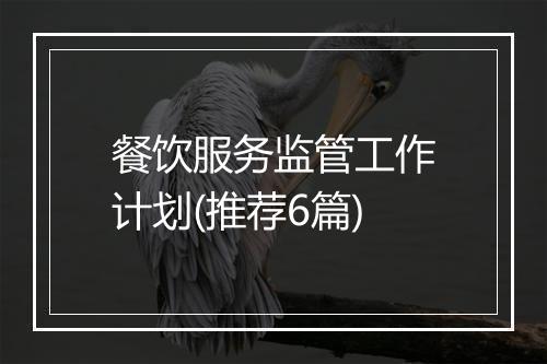 餐饮服务监管工作计划(推荐6篇)