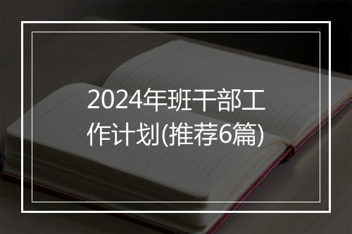2024年班干部工作计划(推荐6篇)
