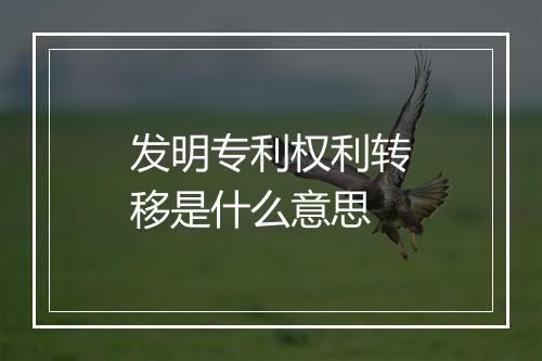 发明专利权利转移是什么意思