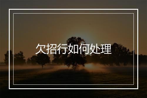 欠招行如何处理